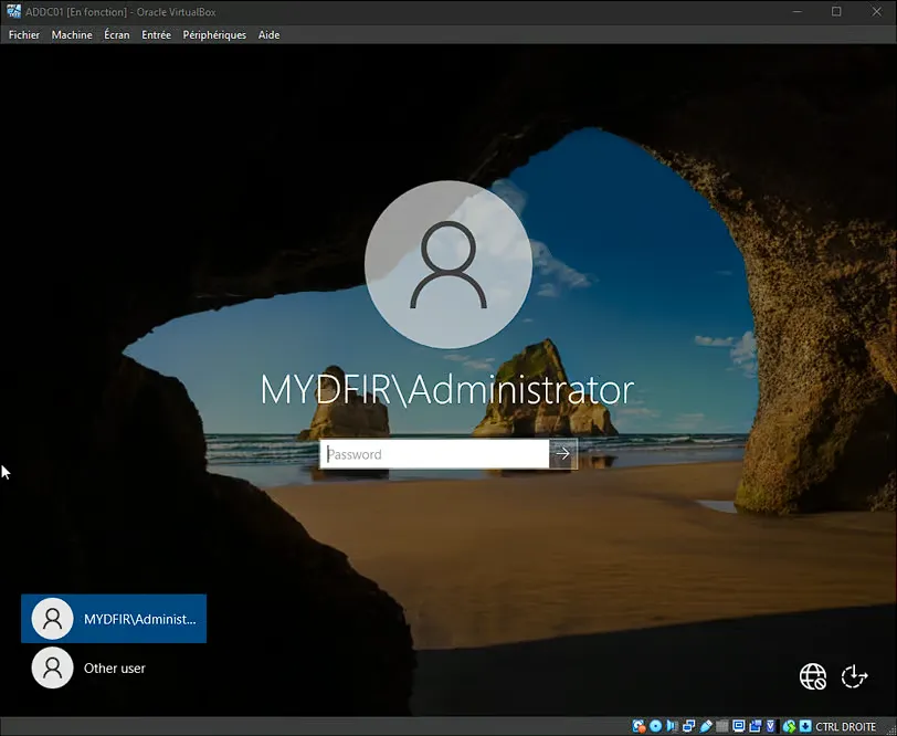 Screenshot - VM ADDC01 connectée