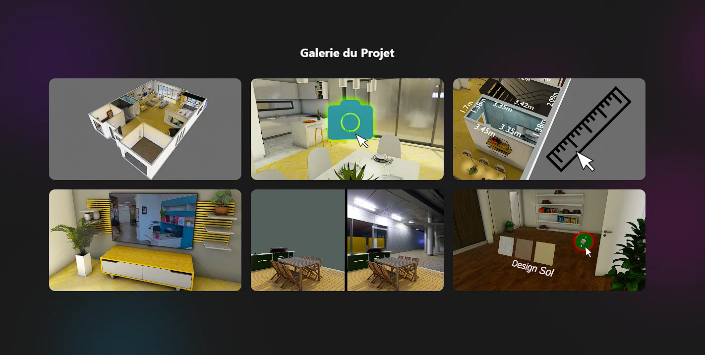 Galerie d&#x27;images montrant le rendu 3D et les fonctionnalités